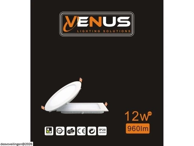 20 x led paneel – rond inbouw – 12w – 6500k koud wit – ip20 - afbeelding 5 van  5