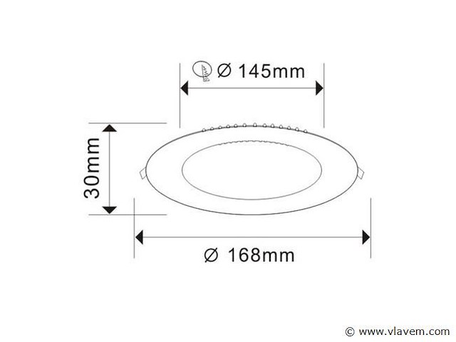 20 x led paneel – rond inbouw – 12w – 6500k koud wit – ip20 - afbeelding 3 van  4