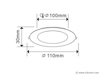 20 x led paneel – rond inbouw – 8w – 3000k warm wit – ip20 - afbeelding 3 van  4
