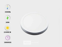 20 x led-paneel – ronde opbouwmontage – 30w – 3000k – warm wit - afbeelding 3 van  6