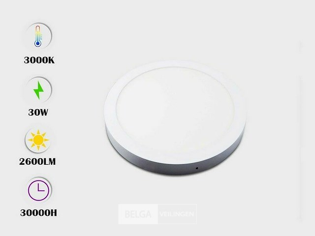 20 x led-paneel – ronde opbouwmontage – 30w – 3000k – warm wit - afbeelding 3 van  6