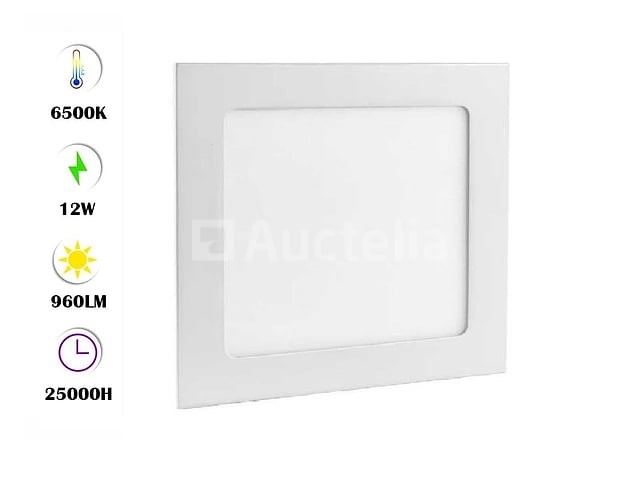 20 x led paneel – vierkant inbouw – 12w – 6500k koud wit – ip20 - afbeelding 1 van  4