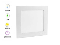 20 x led paneel – vierkant inbouw – 12w – 6500k koud wit – ip20 - afbeelding 1 van  4