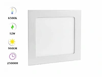 20 x led paneel – vierkant inbouw – 12w – 6500k koud wit – ip20 - afbeelding 1 van  4