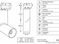 20 x rail spot armatuur – gu10 – wit – ip20 – toronto - afbeelding 4 van  5