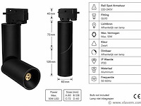 20 x rail spot armatuur – gu10 – zwart – ip20 – toronto - afbeelding 4 van  5