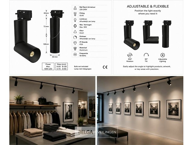 20 x rail spot armatuur – gu10 – zwart – ip20 – toronto - afbeelding 6 van  6