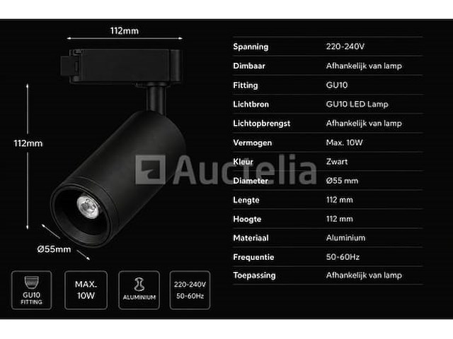 20 x rail spot armatuur – gu10 – zwart – ip20 – versay - afbeelding 4 van  5