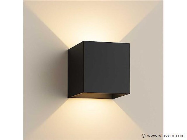 20 x wandlamp – tweerichtings led – kubus – 2 x 5w – zwart - afbeelding 2 van  5