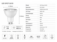 200 x led spot gu10 – 6w – 3000k warm wit – ip20 - afbeelding 3 van  4