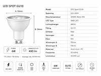 200 x led spot gu10 – 6w – 3000k warm wit – ip20 - afbeelding 3 van  4