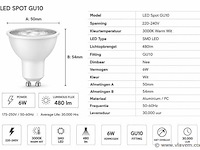 200 x led spot gu10 – 6w – 3000k warm wit – ip20 - afbeelding 3 van  4