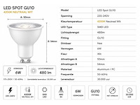 200 x led spot gu10 – 6w – 4200k neutraal wit – ip20 - afbeelding 1 van  4