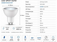 200 x led spot gu10 – 6w – 6400k koud wit – ip20 - afbeelding 3 van  4