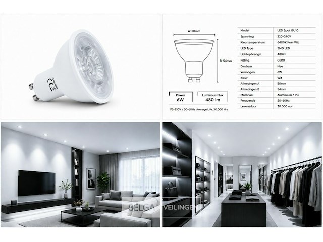 200 x led spot gu10 – 6w – 6400k koud wit – ip20 - afbeelding 5 van  5