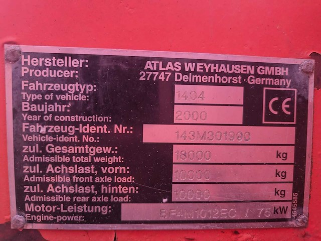 2000 atlas 1404 banden graafmachine - afbeelding 4 van  16