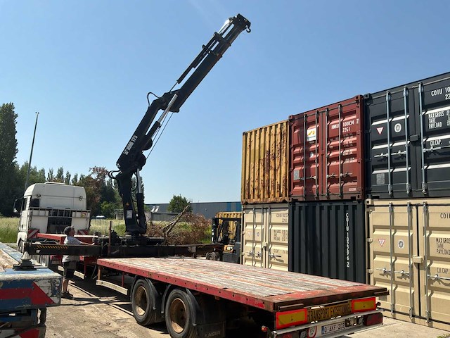 2000 kaiser heavy duty flatbed semi-trailer - hiab spgl2e gelede hydraulische kraan - afbeelding 21 van  35