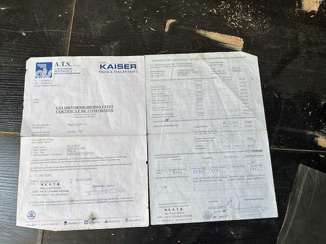 2000 kaiser heavy duty flatbed semi-trailer - hiab spgl2e gelede hydraulische kraan - afbeelding 32 van  35
