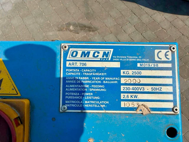 2000 omcn art.706 elektrohydraulische schaarhefbrug - afbeelding 3 van  10