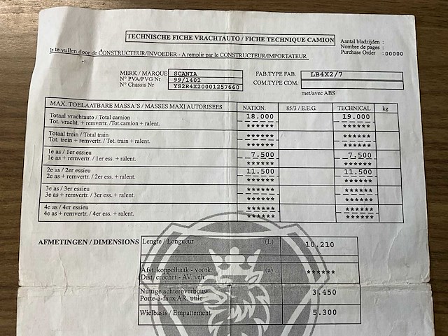 2000 scania vrachtwagen haaksysteem - functioneel - afbeelding 18 van  49
