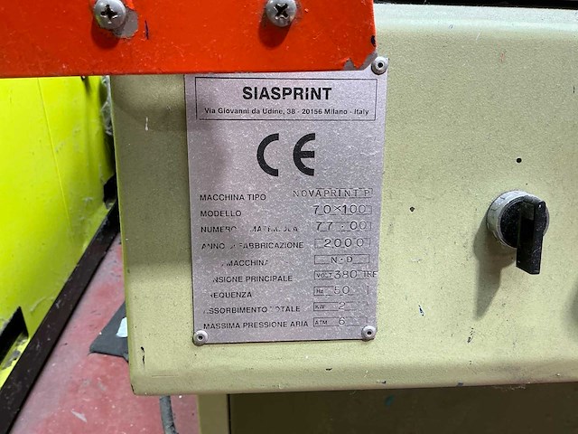 2000 siasprint noveprint p 70x100 semi-automatische vlakbed zeefdrukpers - afbeelding 6 van  6