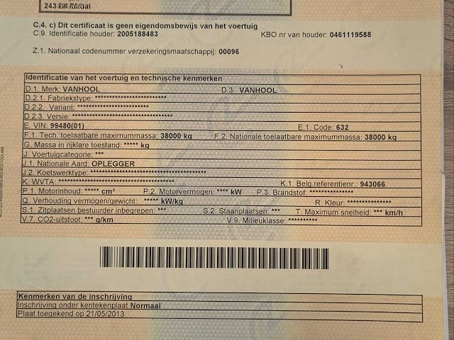 2000 van hool type 3b0049 containerchassis oplegger - afbeelding 19 van  30