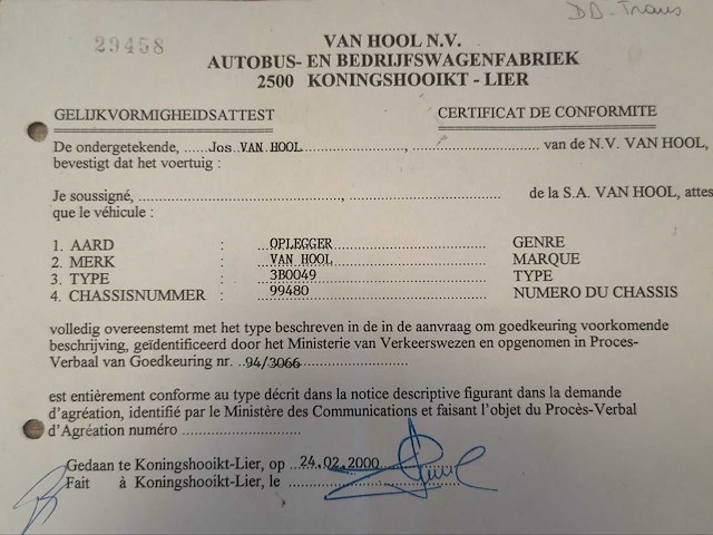 2000 van hool type 3b0049 containerchassis oplegger - afbeelding 24 van  30