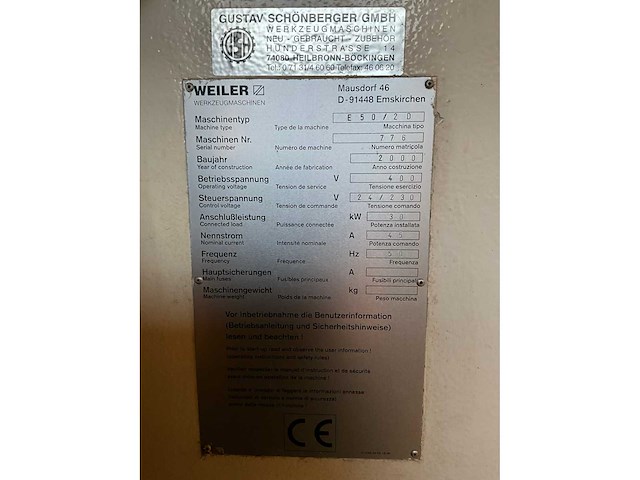 2000 weiler e50/2d cnc-draaibank - afbeelding 9 van  21