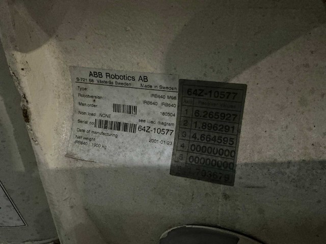 2001 abb robotics ab irb640 m98 industriële robot - afbeelding 9 van  10