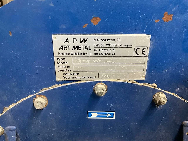 2001 apw art metal jkv 30/d 15 kw stofafzuiginstallatie - afbeelding 2 van  9