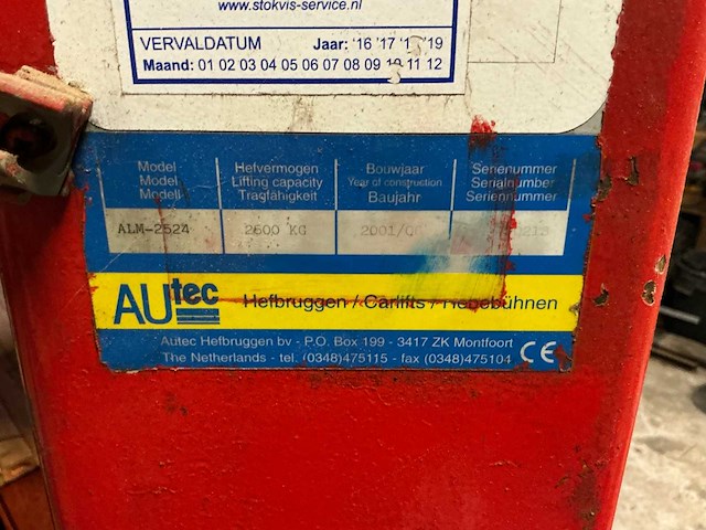 2001 autec alm-2524 2-koloms elektrohydraulische autobrug - afbeelding 3 van  3