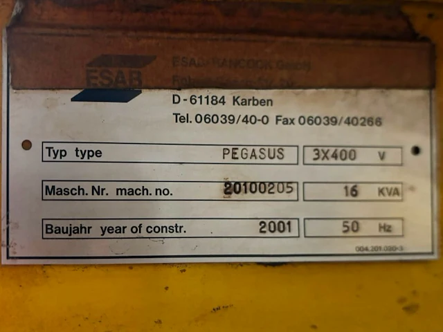 2001 esab pegasus cnc plasmasnijmachine - afbeelding 36 van  41