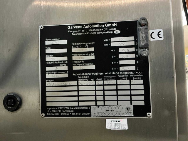 2001 garvens e3 automatisch controle-weegwerktuig - afbeelding 8 van  8