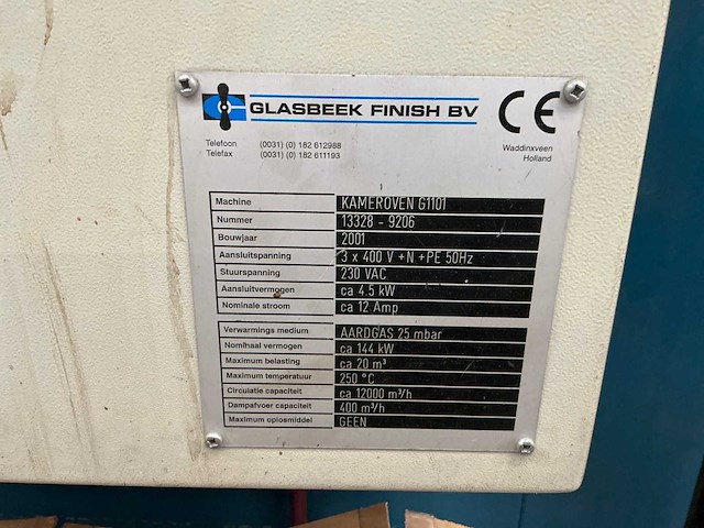 2001 glasbeek finish g1101 industriële moffeloven - afbeelding 8 van  8