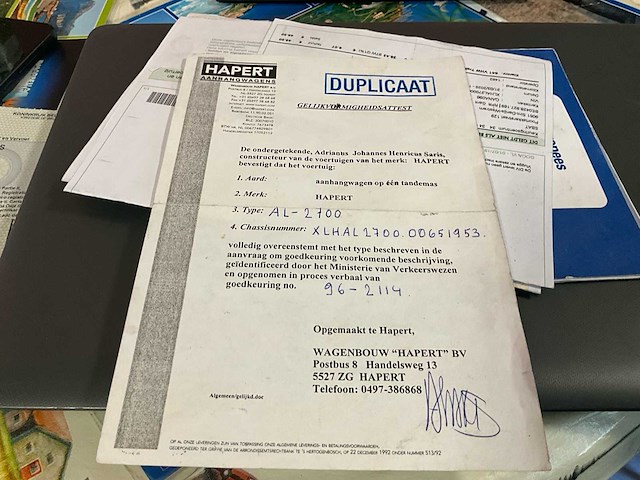 2001 happert al2700 - aanhangwagen - afbeelding 11 van  16