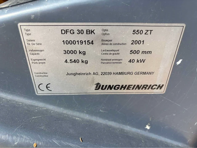 2001 jungheinrich dfg 30 bk vorkheftruck (functioneel) - afbeelding 2 van  18