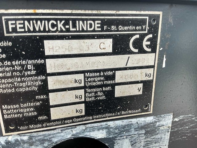 2001 linde h25d-03 vorkheftruck - afbeelding 71 van  75
