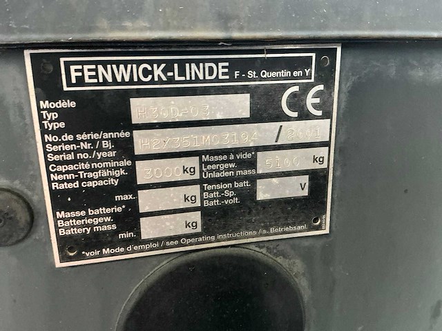 2001 linde h30d-03 vorkheftruck - afbeelding 18 van  95