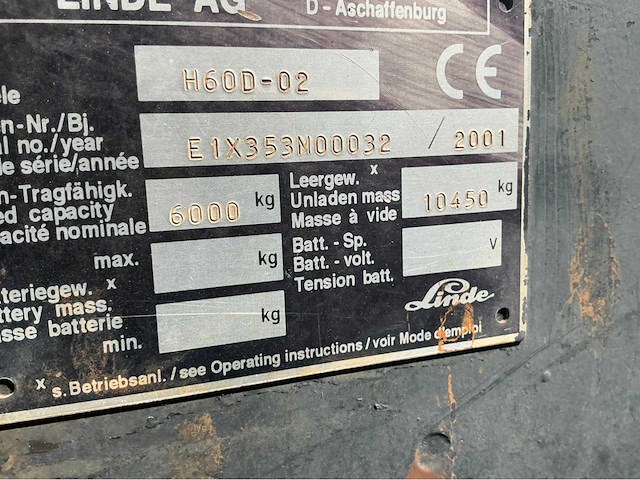 2001 linde h60 heftruck - afbeelding 5 van  13