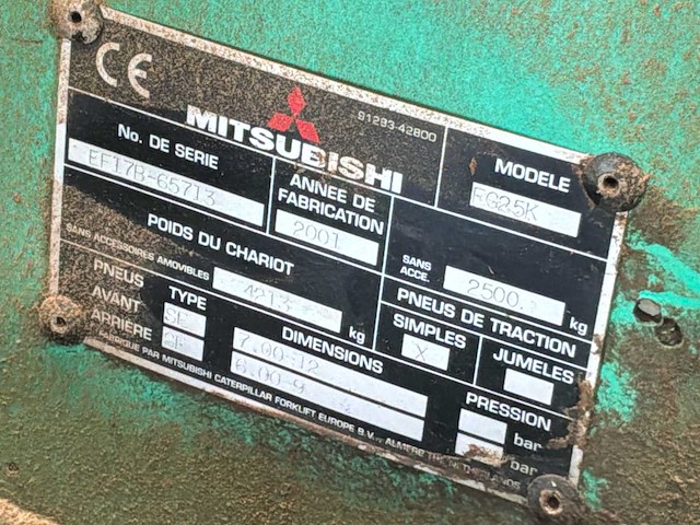 2001 mitsubishi 25 telehandler - afbeelding 9 van  12