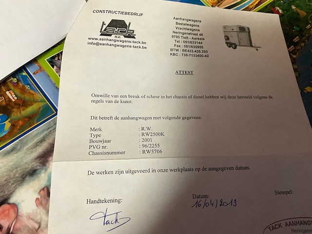 2001 rw trailer 2500k aanhangwagen - afbeelding 26 van  32