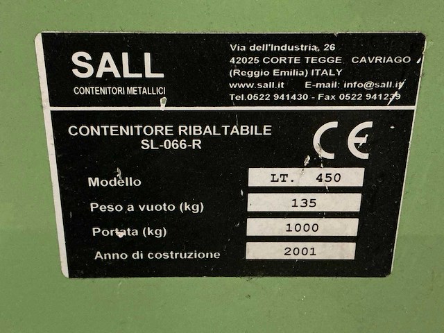 2001 sall (lenaerts- blommaert) lt450 silo-/kiepcontainer (2x) - afbeelding 5 van  13