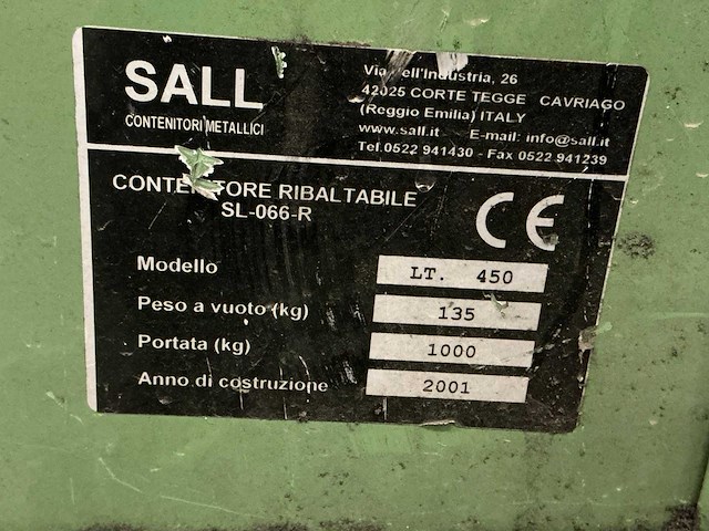 2001 sall (lenaerts- blommaert) lt450 silo-/kiepcontainer - afbeelding 6 van  6