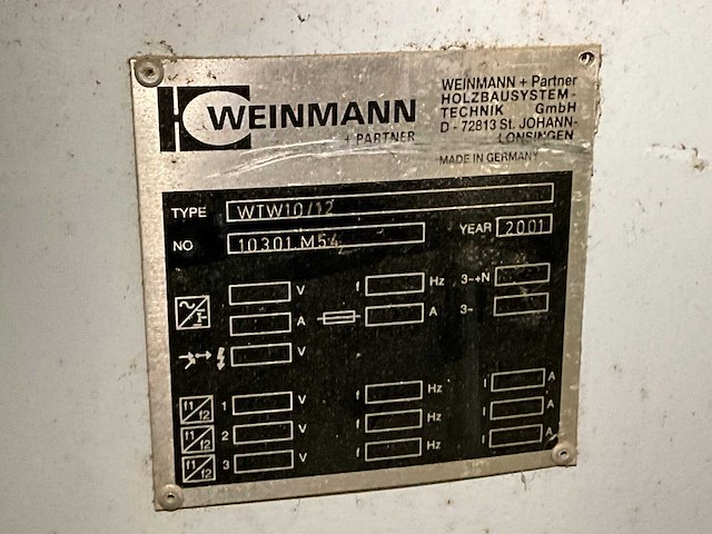 2001 weinmann wtw10/12 vlindertafel/keertafel - afbeelding 3 van  16