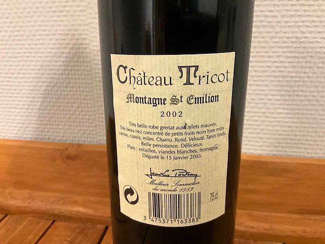 2002 château tricot montagne st. emilion rode wijn (10x) - afbeelding 3 van  4
