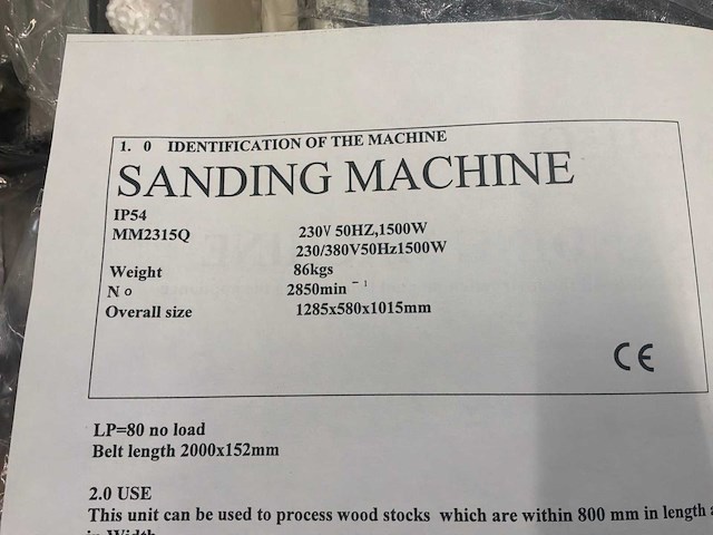 2002 drelux mm2315q bandschuurmachine - afbeelding 5 van  5