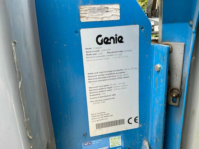 2002 genie z-34/22n hoogwerker - afbeelding 2 van  12