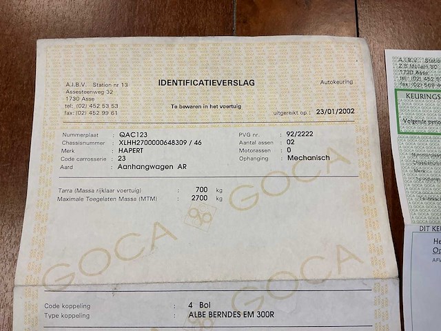 2002 hapert h2700 kiepaanhangwagen - afbeelding 4 van  13