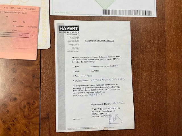 2002 hapert h2700 kiepaanhangwagen - afbeelding 5 van  13