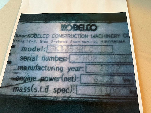 2002 kobelco sk135srlc rupsgraafmachine - afbeelding 17 van  24